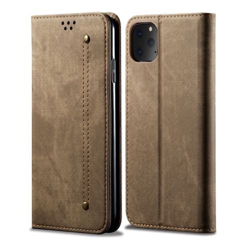 

For iPhone 11 Pro Max Denim Texture Casual Style Horizontal Flip Leather Case with Holder & Card Slots & Wallet(Khaki)