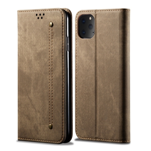 

For iPhone 11 Pro Denim Texture Casual Style Horizontal Flip Leather Case with Holder & Card Slots & Wallet(Khaki)