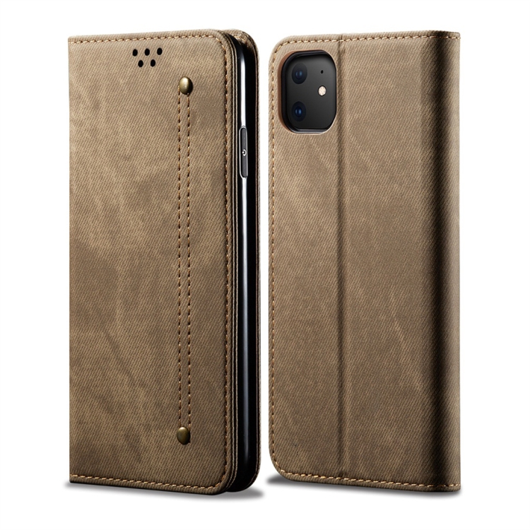 

For iPhone 11 Denim Texture Casual Style Horizontal Flip Leather Case with Holder & Card Slots & Wallet(Khaki)
