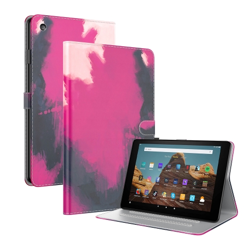 

For Amazon Fire HD 10 2019 / 2017 Watercolor Pattern Skin Feel Magnetic Horizontal Flip PU Leather Case with Holder & Card Slots & Photo Frame & Sleep / Wake-up Function(Berry)
