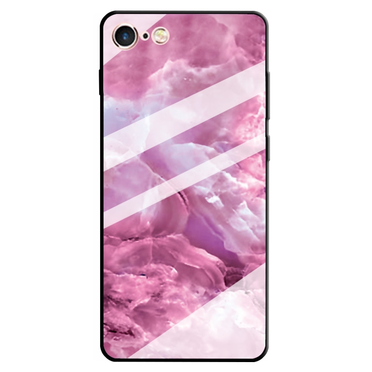 

For iPhone 6 & 6s Marble Pattern Glass Protective Case(Red)