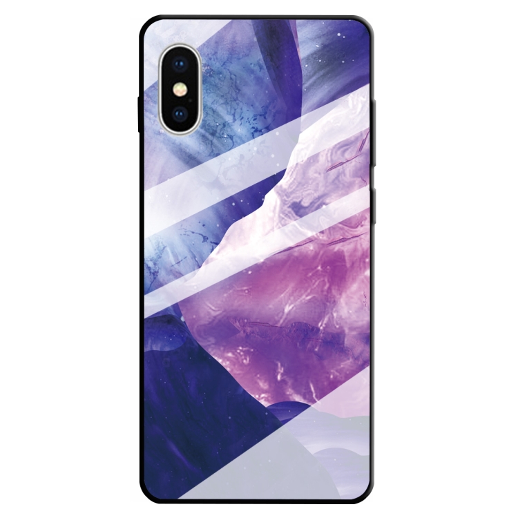 

For iPhone XS / X Marble Pattern Glass Protective Case(Rock Purple)