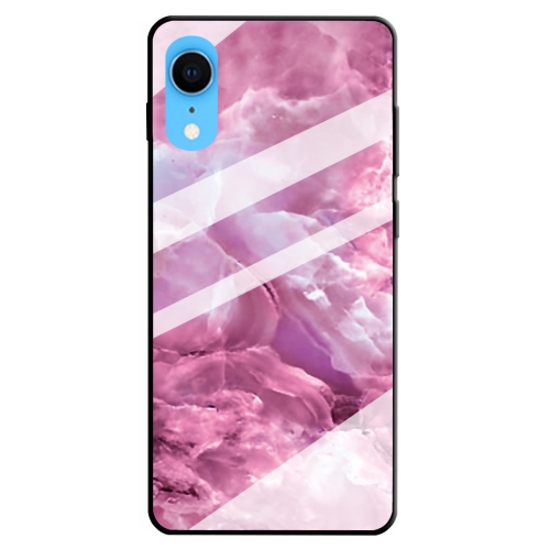 

For iPhone XR Marble Pattern Glass Protective Case(Red)