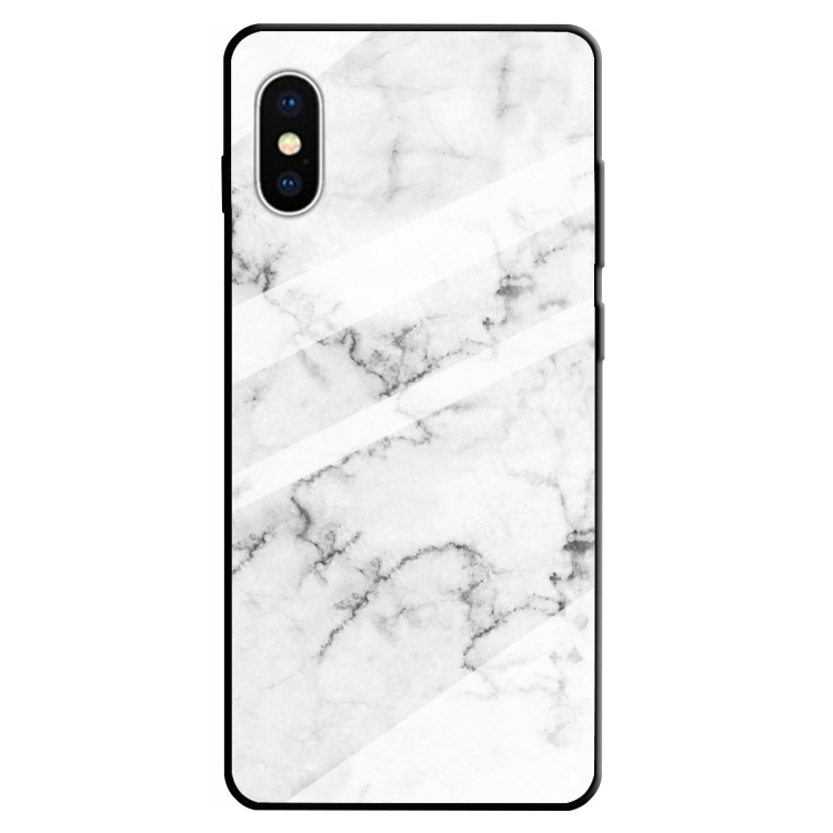 

For iPhone XS Max Marble Pattern Glass Protective Case(White)