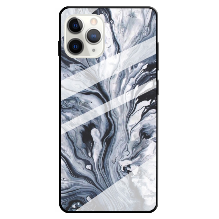

For iPhone 11 Pro Max Marble Pattern Glass Protective Case(Ink Black)
