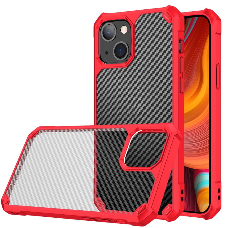 

Carbon Fiber Acrylic Shockproof Protective Case For iPhone 13 mini(Red)