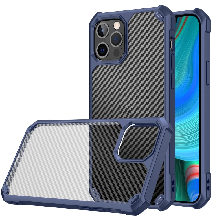 

Carbon Fiber Acrylic Shockproof Protective Case For iPhone 13 Pro(Blue)