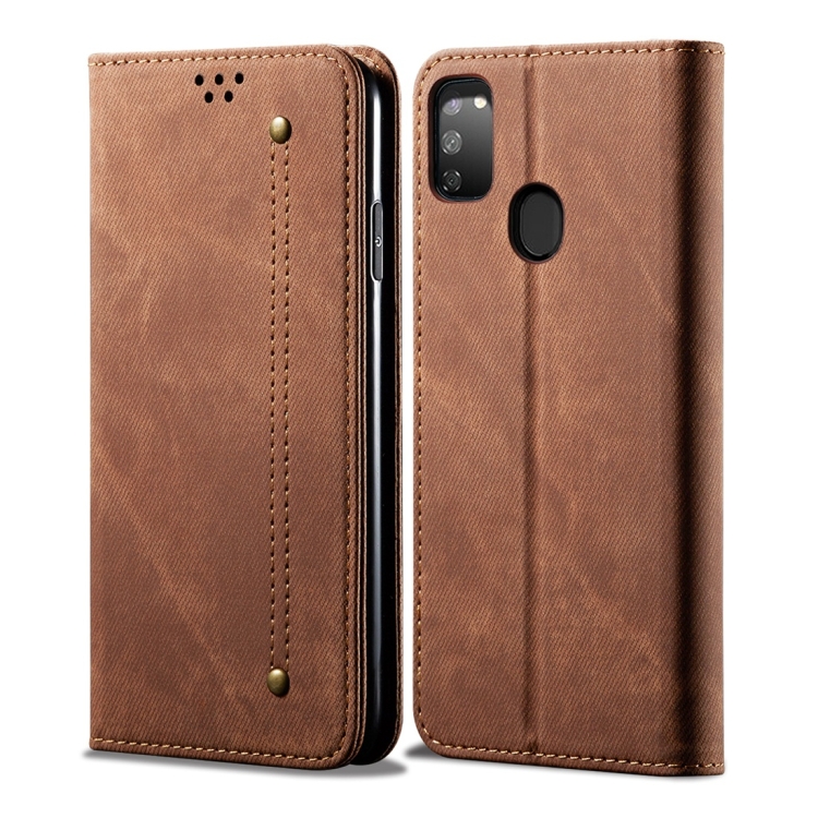 

For Galaxy M30s Denim Texture Casual Style Horizontal Flip Leather Case with Holder & Card Slots & Wallet(Brown)
