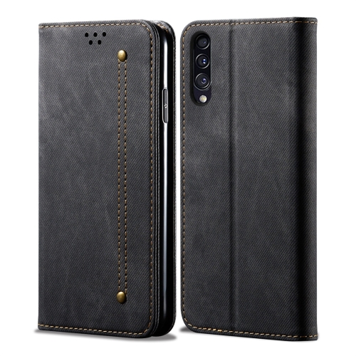 

For Galaxy A50s / A50 / A30s Denim Texture Casual Style Horizontal Flip Leather Case with Holder & Card Slots & Wallet(Black)
