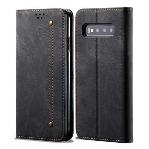 

For Galaxy S10 Denim Texture Casual Style Horizontal Flip Leather Case with Holder & Card Slots & Wallet(Black)