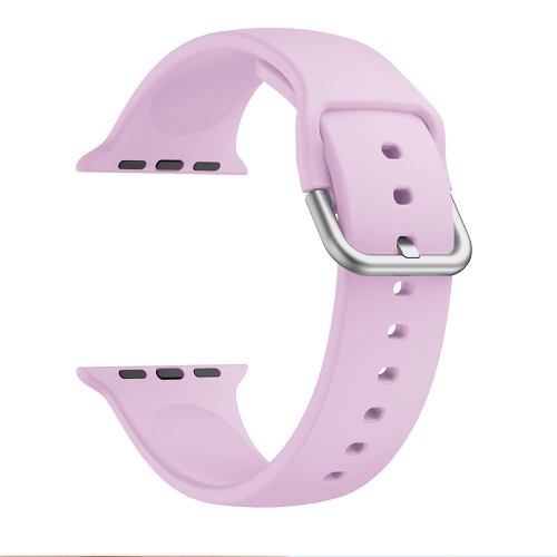 

Single-color Silicone Buckle Replacement Strap Watchband For Apple Watch Series 7 41mm / 6 & SE & 5 & 4 40mm / 3 & 2 & 1 38mm(Lavender)