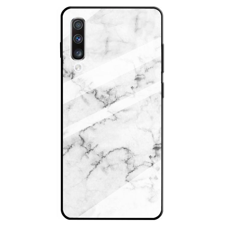 

For Galaxy A70 Marble Pattern Glass Protective Case(White)