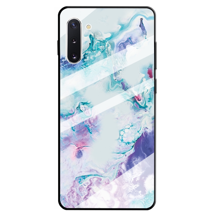 

For Galaxy Note 10 Marble Pattern Glass Protective Case(Ink Purple)