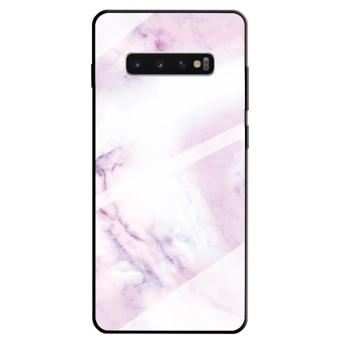 

For Galaxy S10 Marble Pattern Glass Protective Case(Pink)