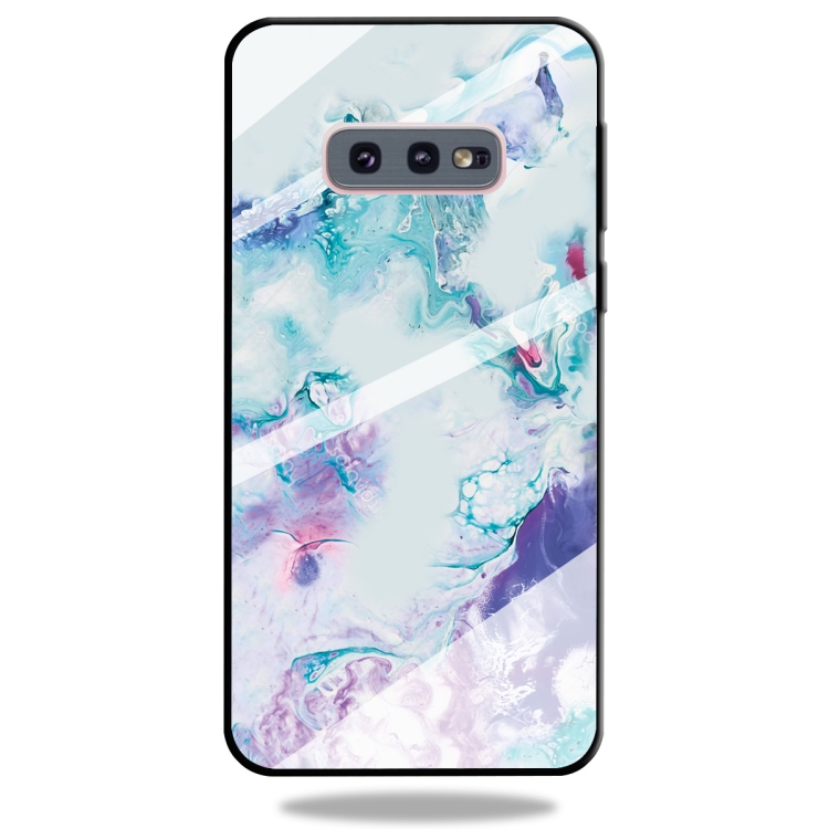 

For Galaxy S10e Marble Pattern Glass Protective Case(Ink Purple)
