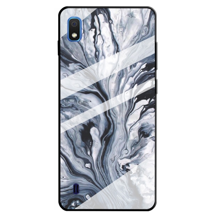 

For Galaxy A10 Marble Pattern Glass Protective Case(Ink Black)
