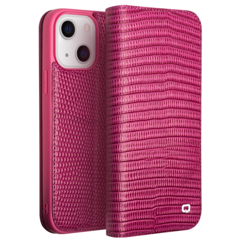 

QIALINO Small Crocodile Texture Horizontal Flip Leather Case with Holder & Card Slots & Wallet For iPhone 13(Rose Red)