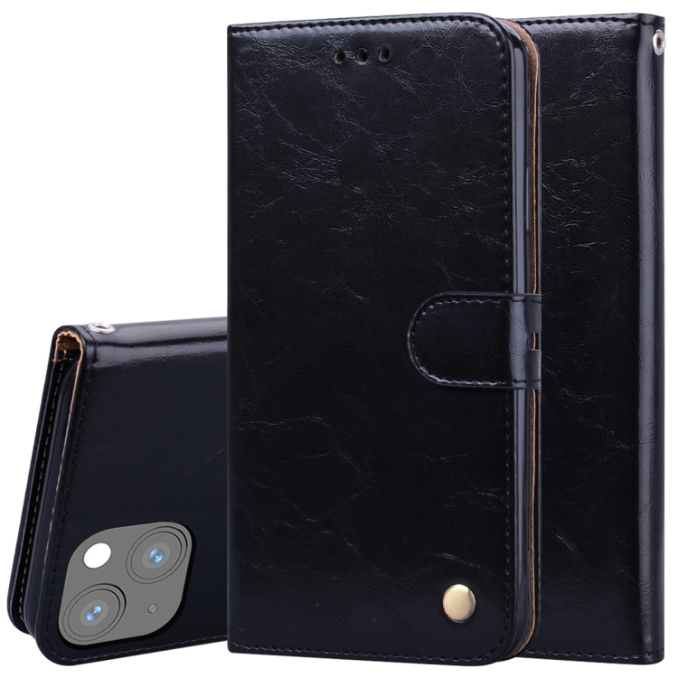 

Business Style Oil Wax Texture Horizontal Flip Leather Case with Holder & Card Slots & Wallet For iPhone 13 mini(Black)