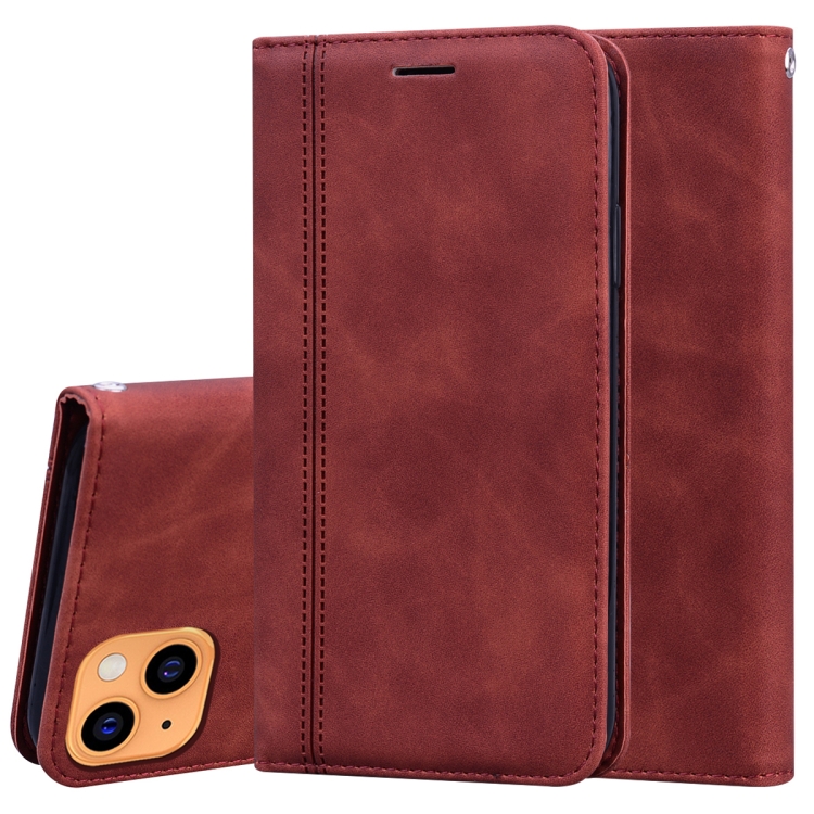 

Frosted Business Magnetic Horizontal Flip PU Leather Case with Holder & Card Slot & Lanyard For iPhone 13(Brown)
