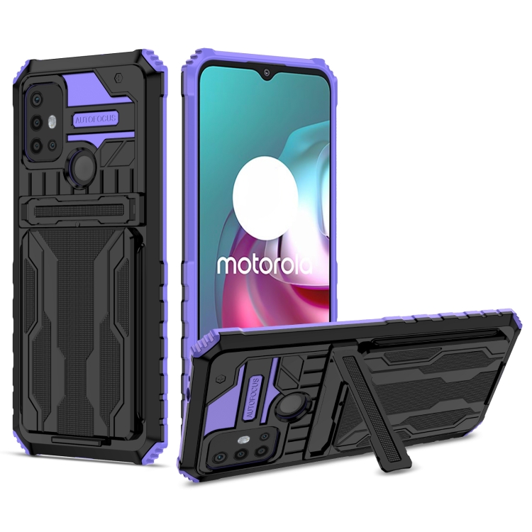 For Motorola Moto G30 Armor Card PC + TPU Shockproof Case with Card Slot & Invisible Holder(Purple)
For Motorola Moto G30 Armor Card PC + TPU Shockproof Case with Card Slot & Invisible Holder(Purple)