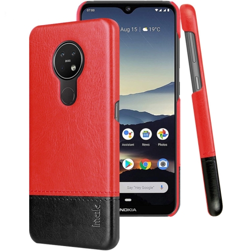 

For Nokia 7.2 / 6.2 IMAK Ruiyi Series Concise Slim PU + PC Protective Case with Explosion-proof Screen Protector(Black+Red)