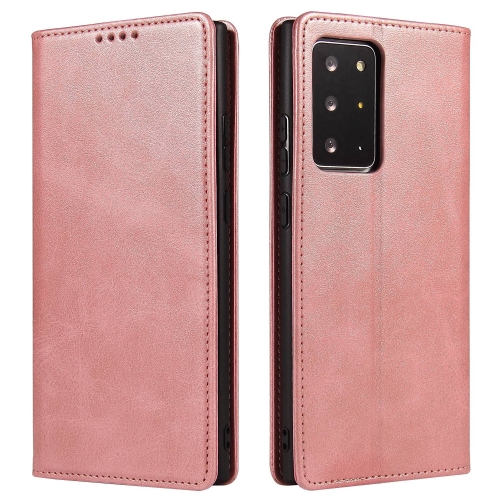 

For Samsung Galaxy Note20 Ultra Calf Texture Magnetic Horizontal Flip Leather Case with Holder & Card Slots & Wallet(Rose Gold)