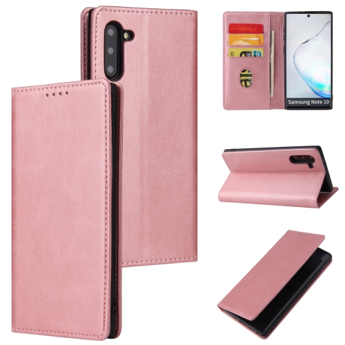 

For Samsung Galaxy Note10 Calf Texture Magnetic Horizontal Flip Leather Case with Holder & Card Slots & Wallet(Rose Gold)