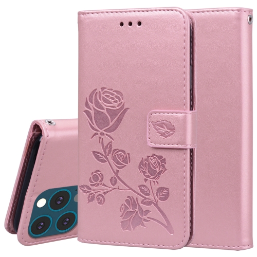 

Rose Embossed Horizontal Flip PU Leather Case with Holder & Card Slots & Wallet For iPhone 13 Pro Max(Rose Gold)