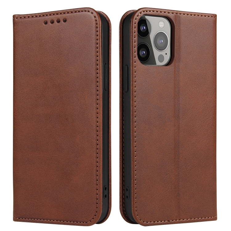 

Calf Texture Magnetic Horizontal Flip Leather Case with Holder & Card Slots & Wallet For iPhone 12 Pro Max(Brown)