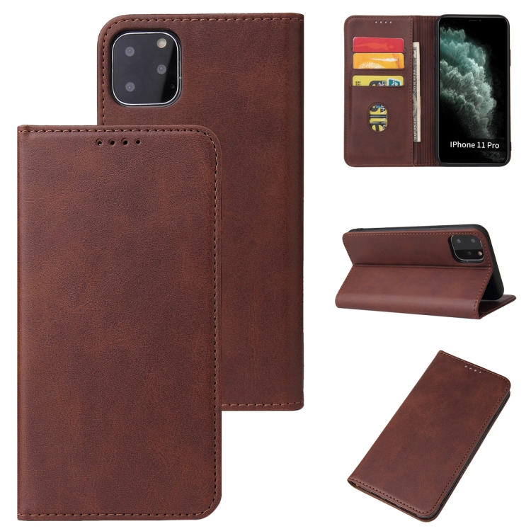 

Calf Texture Magnetic Horizontal Flip Leather Case with Holder & Card Slots & Wallet For iPhone 11 Pro(Brown)