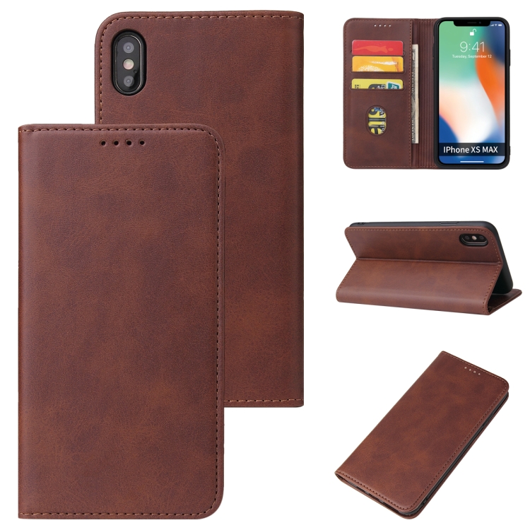 

Calf Texture Magnetic Horizontal Flip Leather Case with Holder & Card Slots & Wallet For iPhone XS Max(Brown)