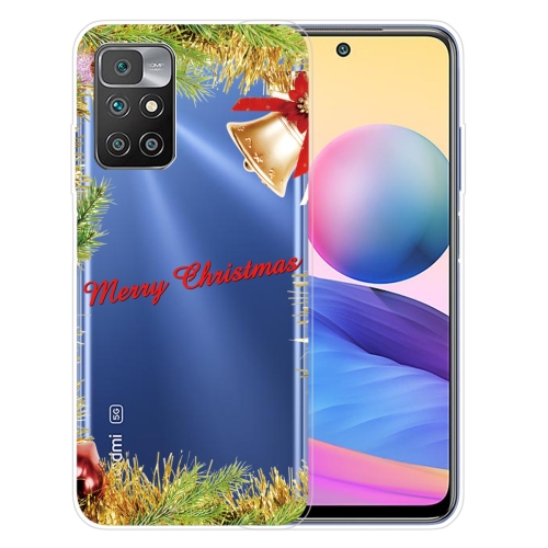 

For Xiaomi Redmi 10 Christmas Series Transparent TPU Protective Case(Wheatgrass Bell)