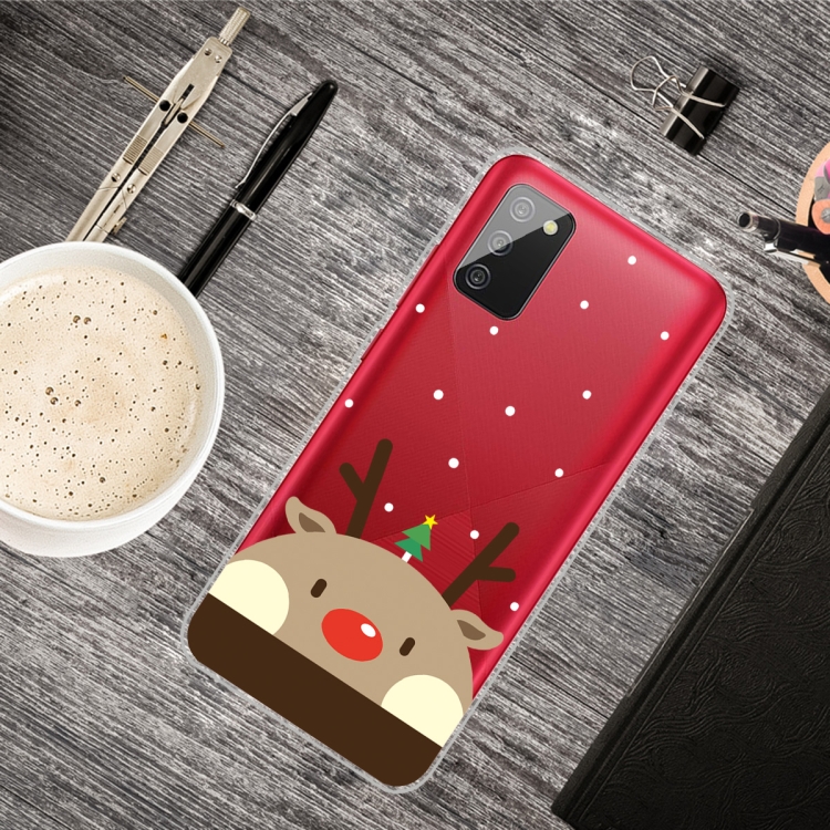 

For Samsung Galaxy A02s Christmas Series Transparent TPU Protective Case(Fat Deer)