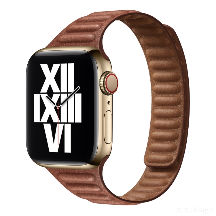 

Slimming Loop Magnetic Replacement Watchband For Apple Watch Series 7 45mm / 6&SE&5&4 44mm / 3&2&1 42mm(Saddle Brown)