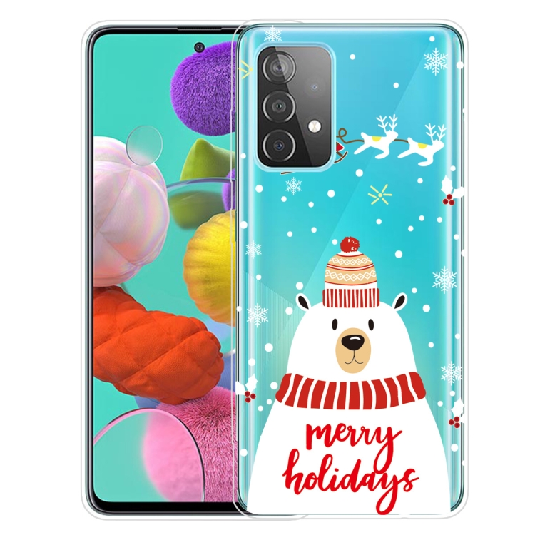 

For Samsung Galaxy A32 5G Christmas Series Transparent TPU Protective Case(Hat White Bear)