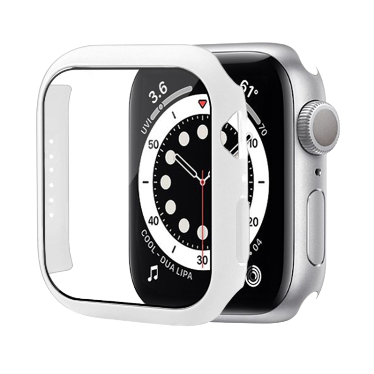

Shockproof PC Protective Case with Tempered Glass Film For Apple Watch Series 7 41mm(White)