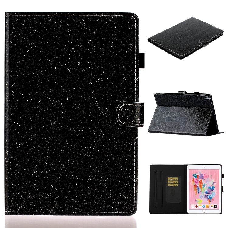 

For iPad 10.2 / 10.5 Varnish Glitter Powder Horizontal Flip Leather Case with Holder & Card Slot(Black)