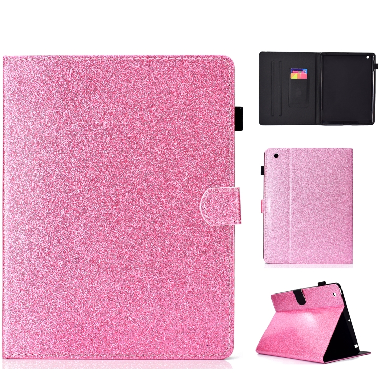 

For iPad 2 / 3 / 4 Varnish Glitter Powder Horizontal Flip Leather Case with Holder & Card Slot(Pink)