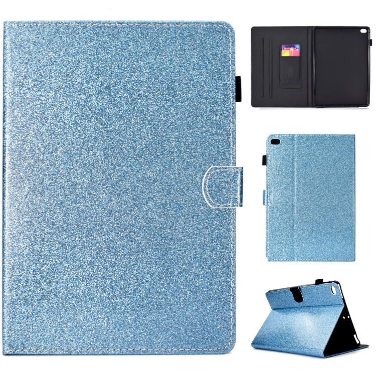 

For iPad Air / Air 2 / iPad 9.7 Varnish Glitter Powder Horizontal Flip Leather Case with Holder & Card Slot(Blue)