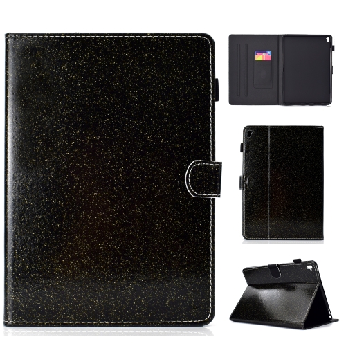 

For iPad Pro 9.7 Varnish Glitter Powder Horizontal Flip Leather Case with Holder & Card Slot(Black)