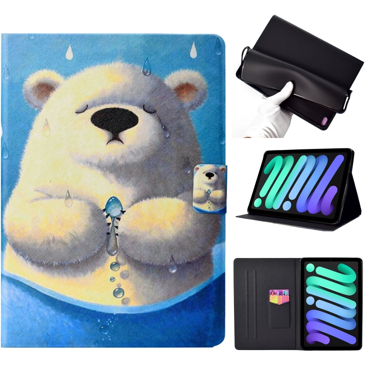 

Coloured Drawing Horizontal Flip Leather Case with Holder & Card Slot & Sleep / Wake-up Function For iPad mini 6(Polar Bear)