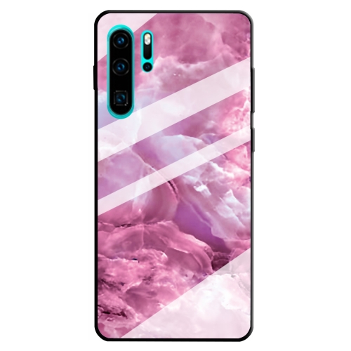 

For Huawei P30 Pro Marble Pattern Glass Protective Case(Red)