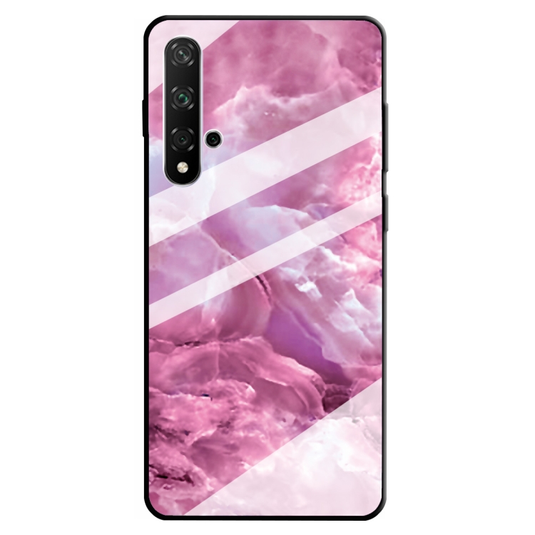 

For Huawei Honor 20 Marble Pattern Glass Protective Case(Red)