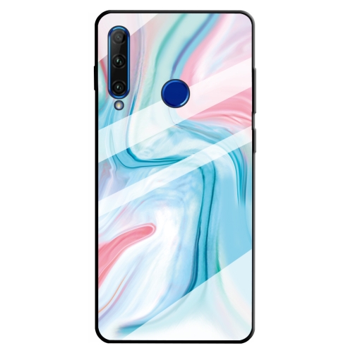 

For Huawei Honor 20 Lite Marble Pattern Glass Protective Case(Blue)