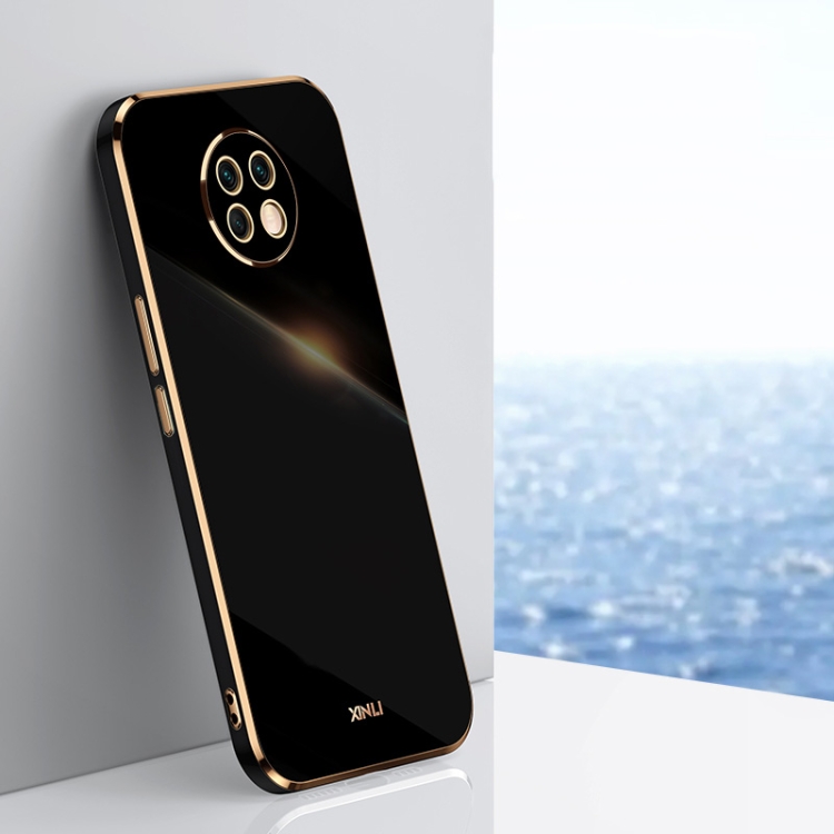 

For Honor X20 XINLI Straight 6D Plating Gold Edge TPU Shockproof Case(Black)