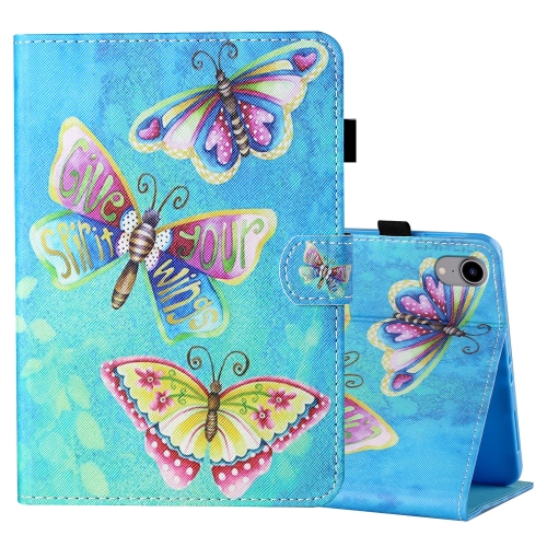 

Coloured Drawing Stitching Horizontal Flip Leather Tablet Case with Holder & Card Slot & Sleep / Wake-up Function For iPad mini 6(Colorful Butterflies)