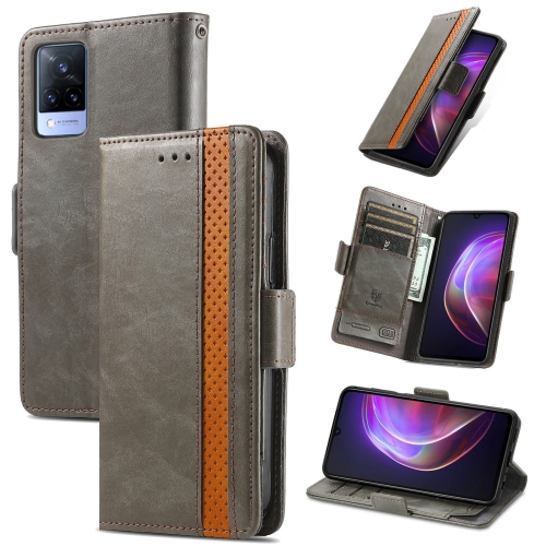 

For vivo V21 CaseNeo Business Splicing Dual Magnetic Buckle Horizontal Flip PU Leather Case with Holder & Card Slots & Wallet(Grey)