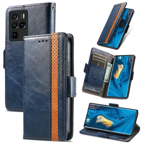 

For ZTE Nubia Z30 Pro CaseNeo Business Splicing Dual Magnetic Buckle Horizontal Flip PU Leather Case with Holder & Card Slots & Wallet(Blue)