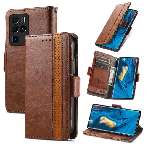 

For ZTE Nubia Z30 Pro CaseNeo Business Splicing Dual Magnetic Buckle Horizontal Flip PU Leather Case with Holder & Card Slots & Wallet(Brown)