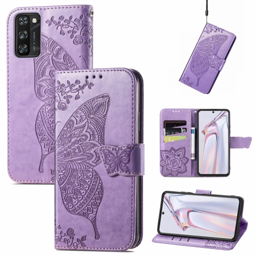 

For Blackview A100 Butterfly Love Flower Embossed Horizontal Flip Leather Case with Holder & Card Slots & Wallet & Lanyard(Light Purple)